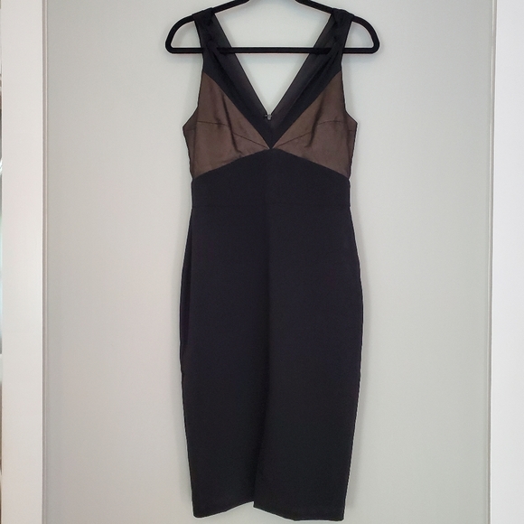 Harlyn Deep V Chiffon Inset Cocktail Sheath - Picture 2 of 9